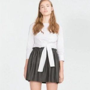 ZARA Grey Gathered Waist Mini Skirt XS